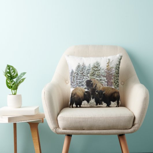 冬のバイソンヘルドスノー化粧枕 クッション (椅子)