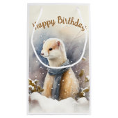 冬のバイブウォーターカラーエルミン – 誕生日パーティー –  スモールペーパーバッグ (裏面)