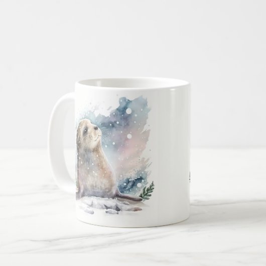 冬のバイブウォーターカラーシール コーヒーマグカップ (正面左)