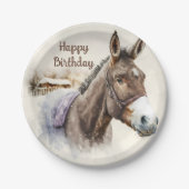 冬のバイブウォーターカラーロバ – 誕生日パーティー – ペーパープレート (正面)