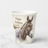 冬のバイブウォーターカラーロバ – 誕生日パーティー –  紙コップ (裏面)