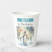 冬のバイブペンギン – 1歳の誕生日 –  紙コップ (正面)