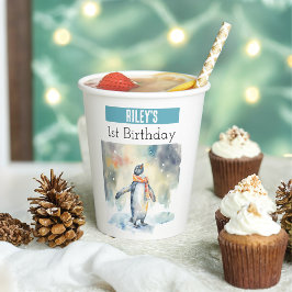 冬のバイブペンギン – 1歳の誕生日 –  紙コップ