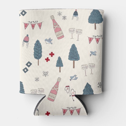 冬のバチェロレッテの好意アプレーススキーピンク 缶クーラー (正面)