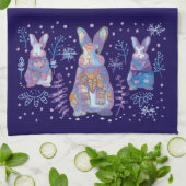 冬のバニー キッチンタオル (折り畳み)