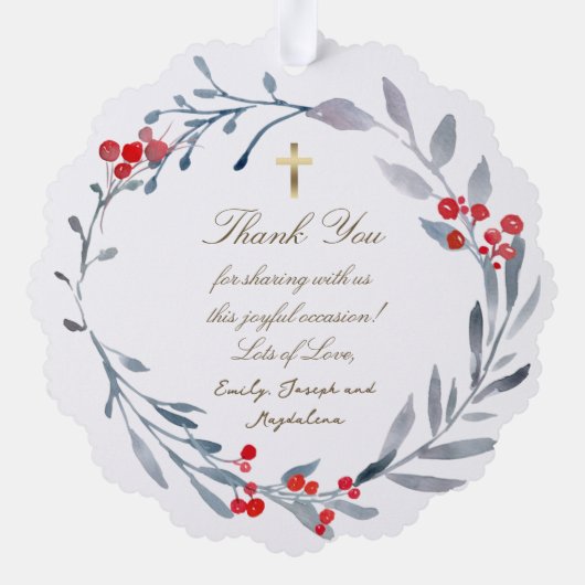 冬のバプテスマ感謝していスあなた オーナメントカード (裏面)