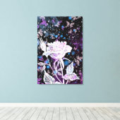冬のバラと蝶の絵画 キャンバスプリント (インサイチュ (ウッドフロア))