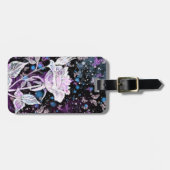 冬のバラと蝶の荷物タグ ラゲッジタグ (正面横)