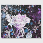 冬のバラと蝶 – 美しい ラッピングペーパー (フラット)