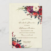 冬のバラのブライダルシャワー招待状 クリスマス 招待状 (正面/裏面)