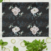 冬のバラの休日パターン キッチンタオル (折り畳み)