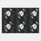 冬のバラの休日パターン ラッピングペーパーシート (正面3)