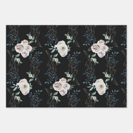 冬のバラの休日パターン ラッピングペーパーシート