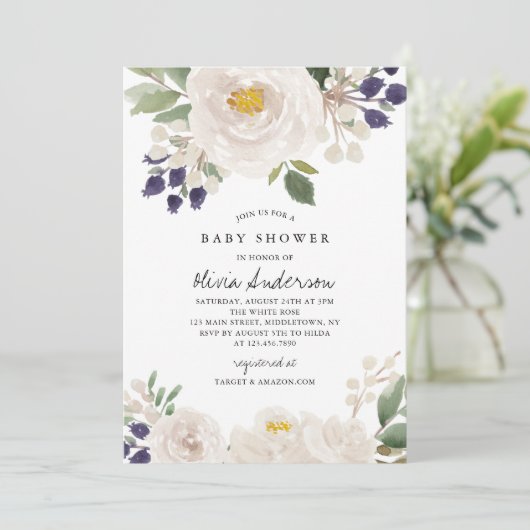 冬のバラゴージャスな赤ちゃんシャワー 招待状 (スタンド正面)