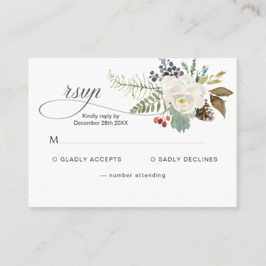 冬のバラピナリーRSVP エンクロージャーカード (正面)