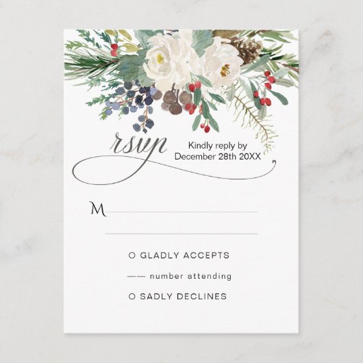 冬のバラピネリー2 RSVP エンクロージャーカード (正面)