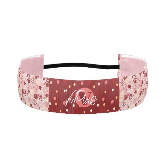 冬のバラ非スリップまたは滑ることヘッドバンドあなたの名前とイニシャル アスレチックヘッドバンド (正面)