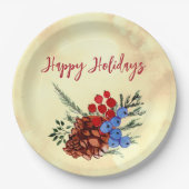 冬のバリーコーンメリークリスマスツリーイエロー ペーパープレート (正面)