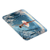 冬のバレエアイスダンスの森霜の降りたの景色 マグネット (右側)