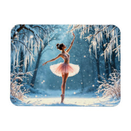 冬のバレエアイスダンスの森霜の降りたの景色 マグネット