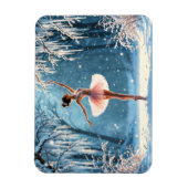 冬のバレエアイスダンスの森霜の降りたの景色 マグネット (縦)