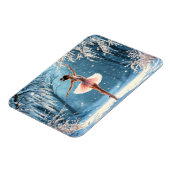 冬のバレエアイスダンスの森霜の降りたの景色 マグネット (左側)