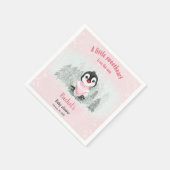 冬のバレンティンペンギンガールベビーシャワー スタンダードカクテルナプキン (角)