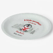 冬のバレンティンペンギン男の子の赤ちゃんシャワー ペーパープレート (アングル)