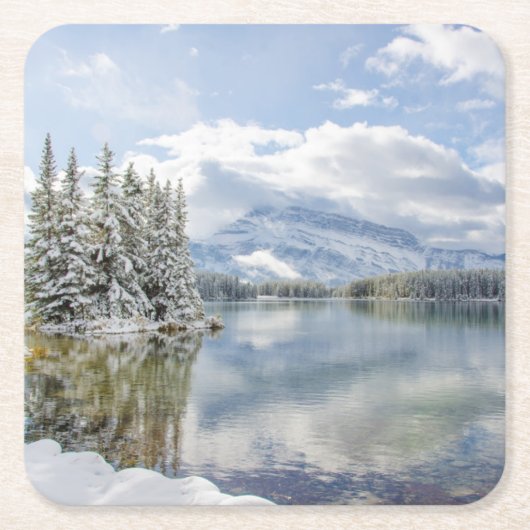 冬のバンフ国立公園 スクエアペーパーコースター (正面)