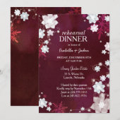 冬のバーガンディー ウェディング リハーサル ディナー 招待状 (正面/裏面)