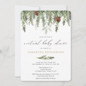 冬のバーチャル·ベビー·シャワー·パ男女兼用イン 招待状 (正面)