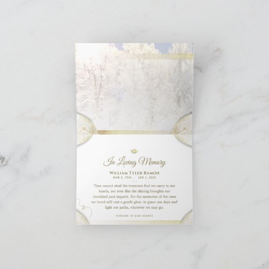 冬のパインメモリ悔やみや弔慰ありがとう4 x 5.6 カード (内部)