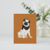 冬のパグドッグ愛犬家 ポストカード (スタンド正面)