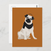 冬のパグドッグ愛犬家 ポストカード (正面/裏面)