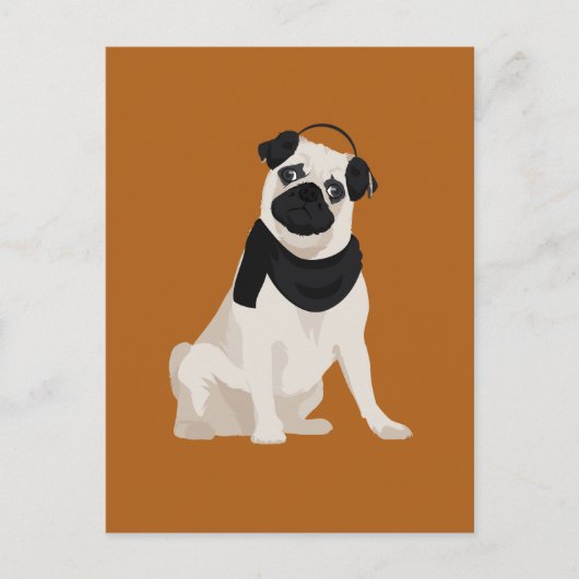 冬のパグドッグ愛犬家 ポストカード (正面)