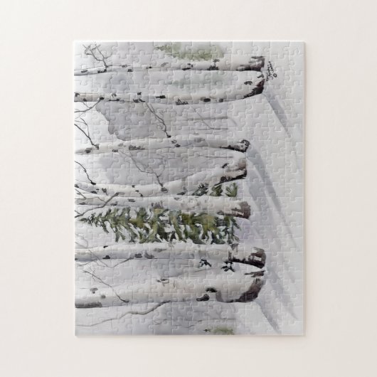 冬のパズルの《植物》アスペンの木 ジグソーパズル (縦)