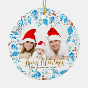 冬のパタエレガントーンカスタムフォトクリスマス セラミックオーナメント