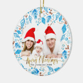 冬のパタエレガントーンカスタムフォトクリスマス セラミックオーナメント (左)