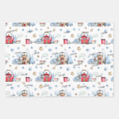 冬のパターンにマッチした3つの名前かわいい19x29 ラッピングペーパーシート (正面)