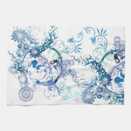 冬のパターンブルー.ターコイズ. キッチンタオル