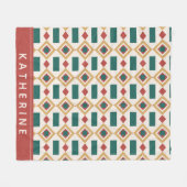 冬のパターン緑と赤の休日 フリースブランケット (正面(横))