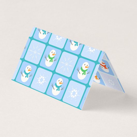 冬のパタ市松模様にン雪だるまと雪の結晶 (正面)