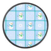 冬のパタ市松模様にン雪だるまと雪の結晶 アイスホッケーパック (正面)