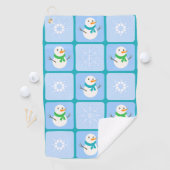 冬のパタ市松模様にン雪だるまと雪の結晶 ゴルフタオル (インサイチュ)