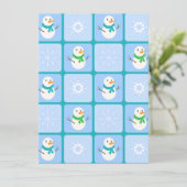 冬のパタ市松模様にン雪だるまと雪の結晶 シーズンカード (スタンド正面)