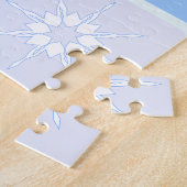 冬のパタ市松模様にン雪だるまと雪の結晶 ジグソーパズル (側面)