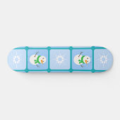 冬のパタ市松模様にン雪だるまと雪の結晶 スケートボード (横)