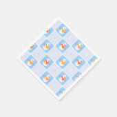 冬のパタ市松模様にン雪だるまと雪の結晶 スタンダードカクテルナプキン (角)