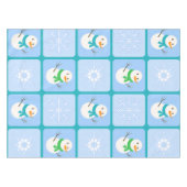 冬のパタ市松模様にン雪だるまと雪の結晶 テーブルクロス (正面(横))