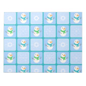 冬のパタ市松模様にン雪だるまと雪の結晶 ノートパッド (正面)